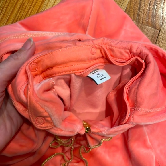 Polarn O. Pyret velour jump suit pink salmon color with gold accents - Picture 5 of 6